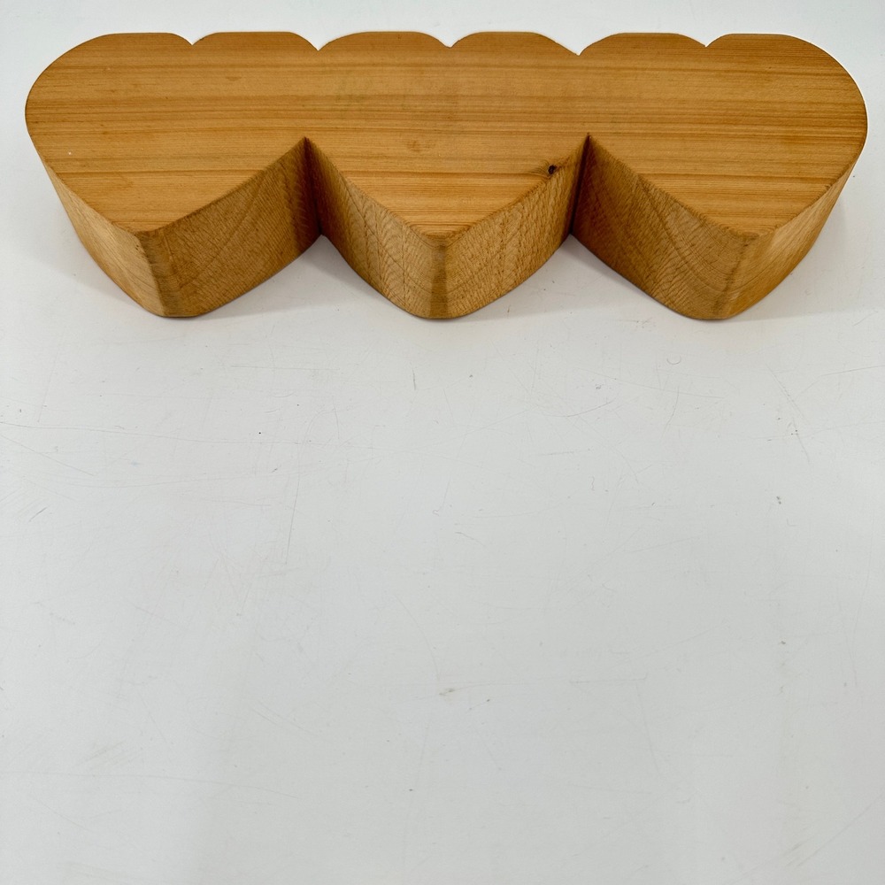 Handcrafted Triple Heart Wooden Taper Candle Holder Rustic Primitive Decor - Picture 6 of 9